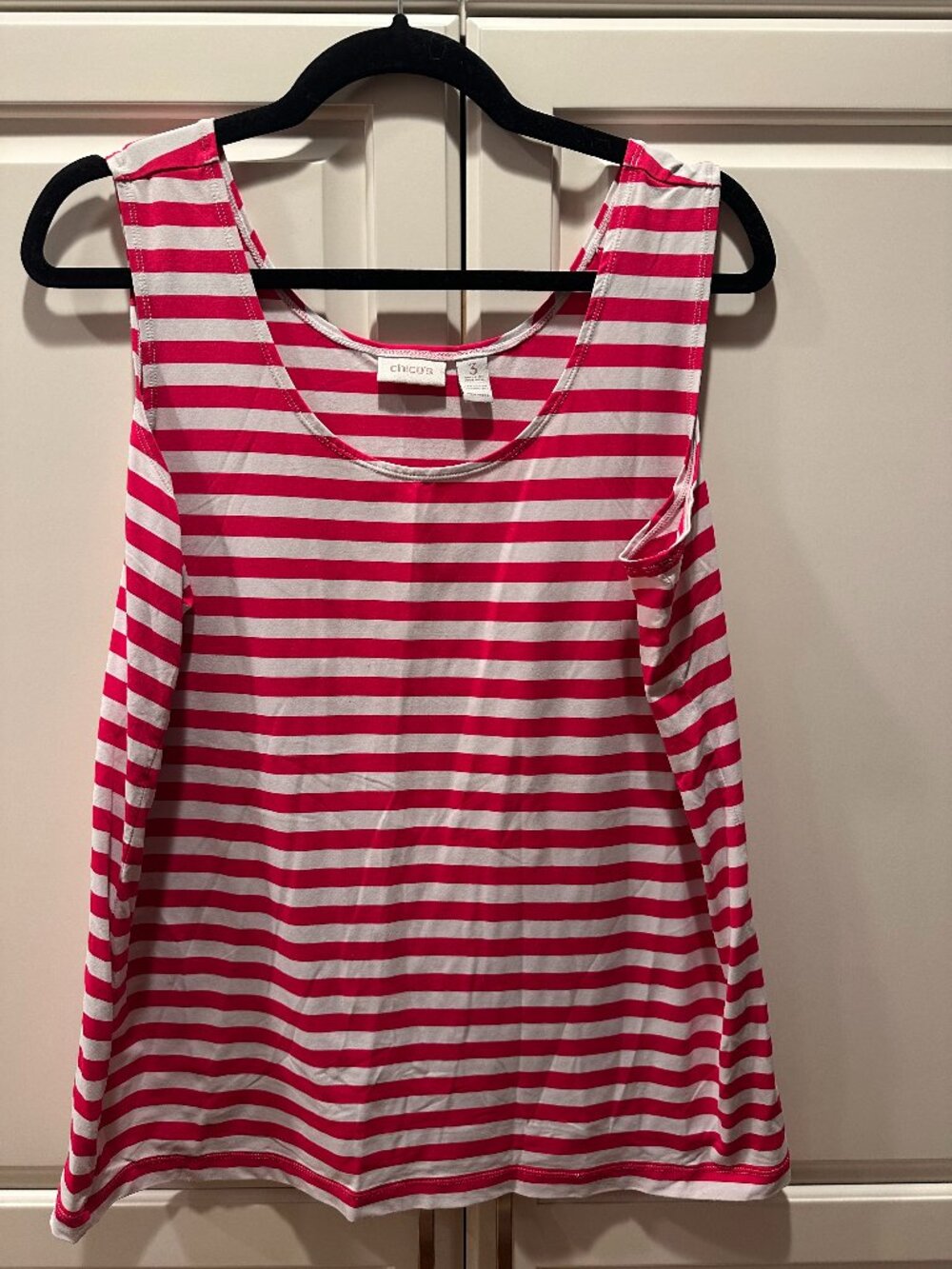 Chico’s Pink & White Striped Sleeveless Tank Top | Size 3 (XL)